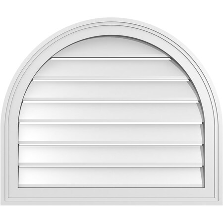 Ekena Millwork Round Top Surface Mount PVC Gable Vent: Functional, w/ 2"W x 1-1/2"P Brickmould Frame, 26"W x 22"H GVPRT26X2202SF
